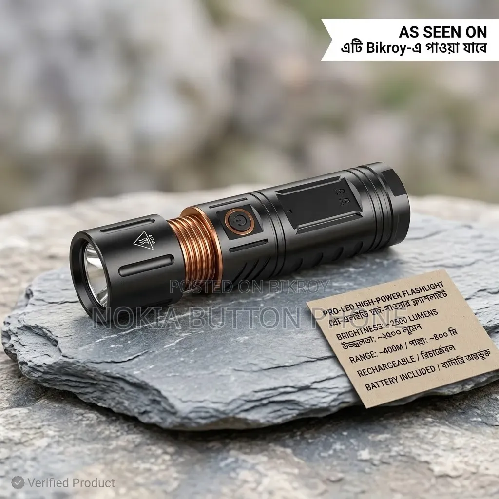 Rechargeable LED Flashlight With Telescopic Zoom Power Bank