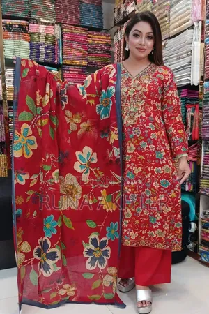 Unstitched Cotton Butique Three Piece for Woman