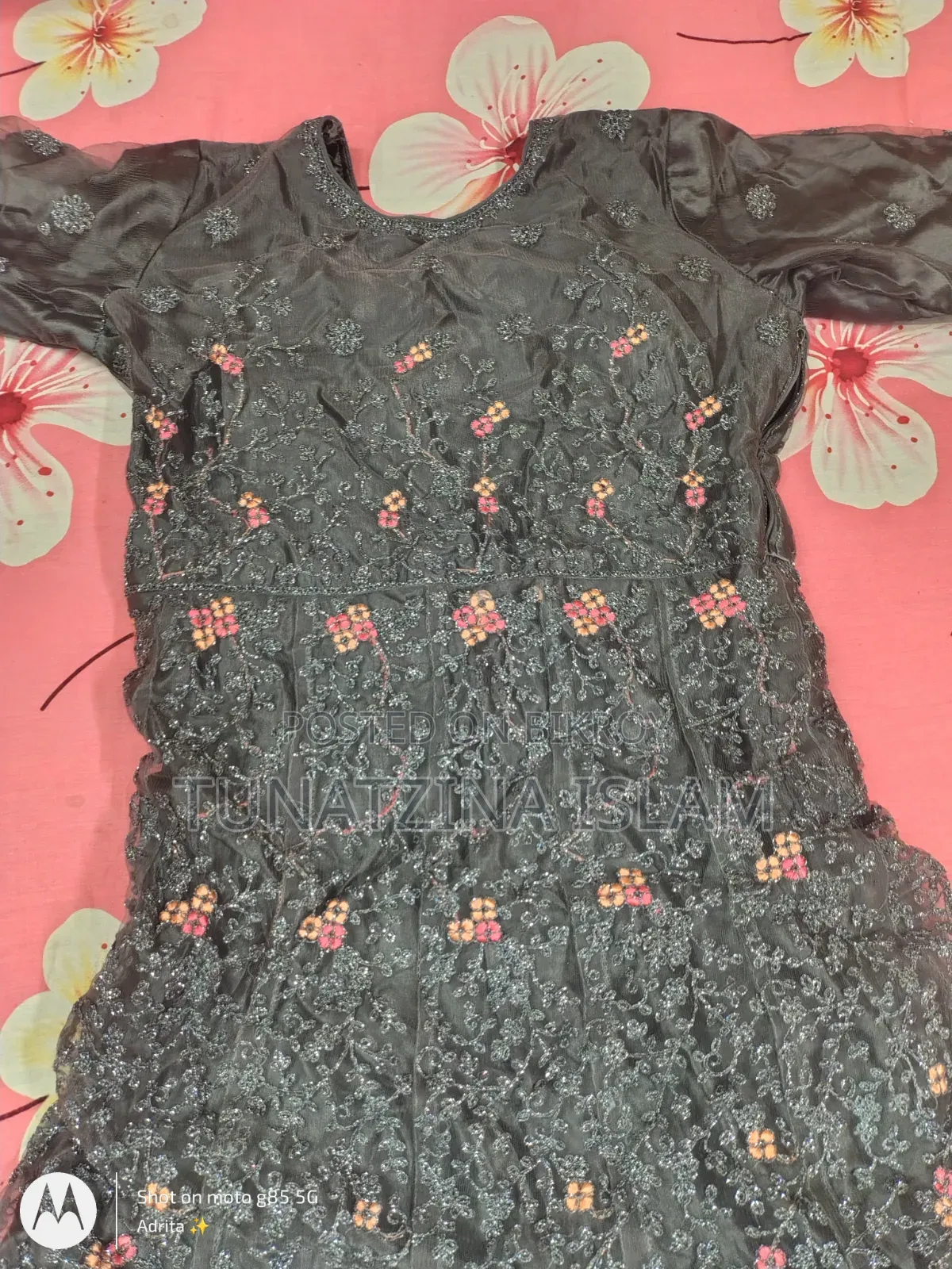 Indian Heavy Embroidery Long Gown with Dupatta | Brand New | XL