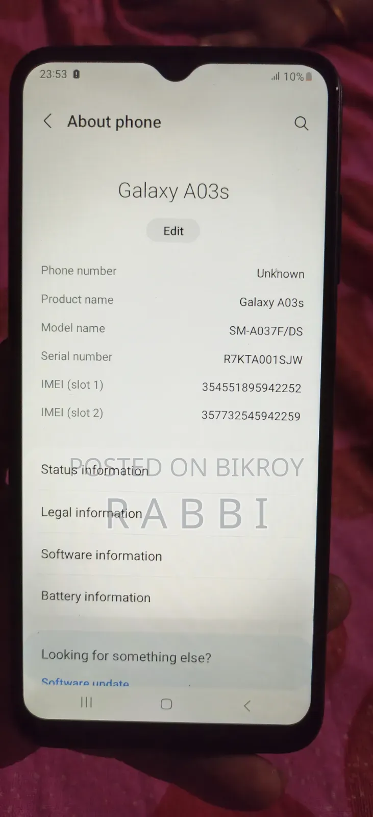 স্যামসাং গ্যালাক্সি A03s ৬৪ জিবি ব্লু