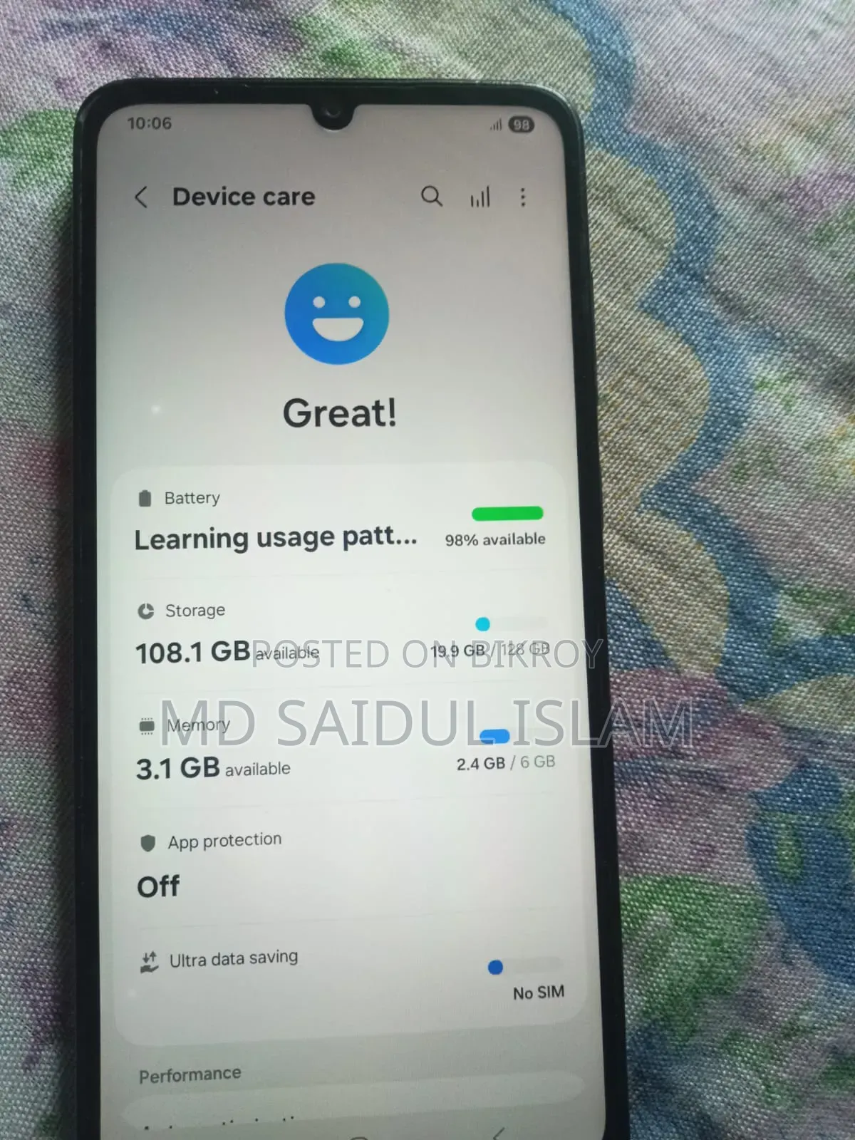 স্যামসাং গ্যালাক্সি এ০৫ ১২৮ জিবি ব্ল্যাক