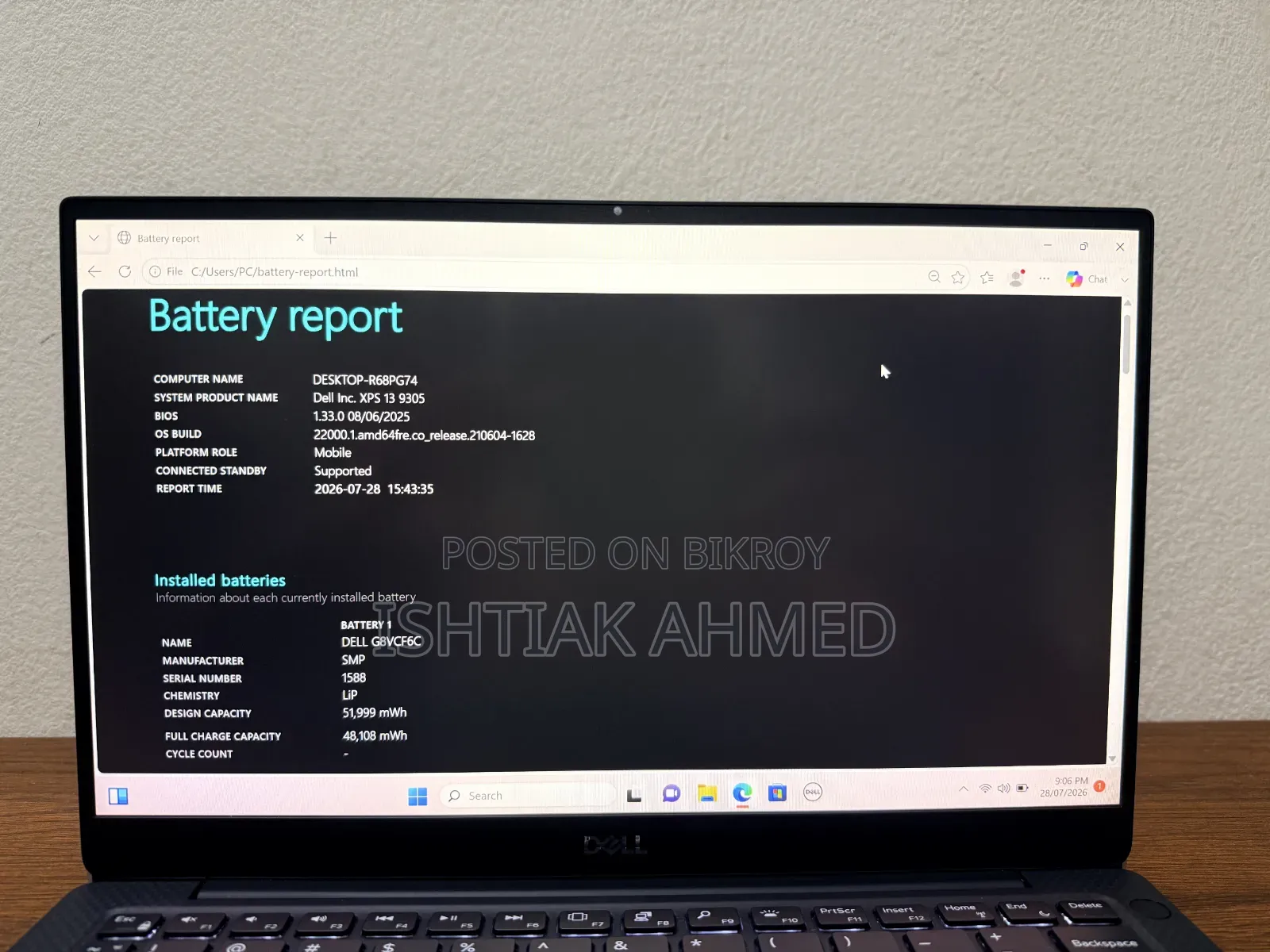 Laptop Dell 16GB Intel Core I7 SSD 16 GB
