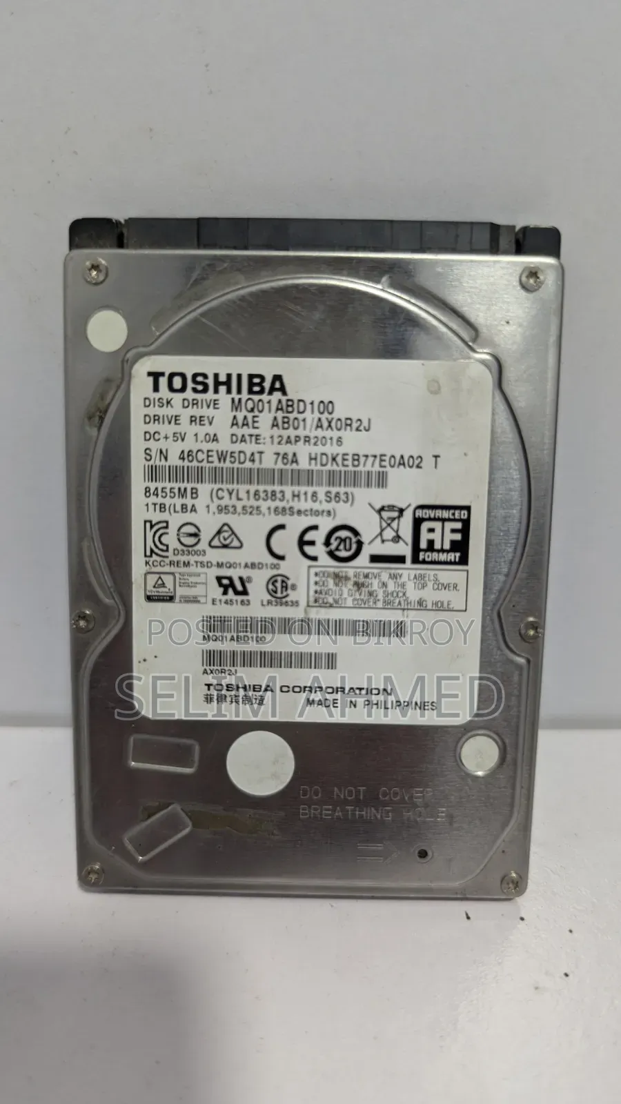 1TB Laptop Dead Hard Disk