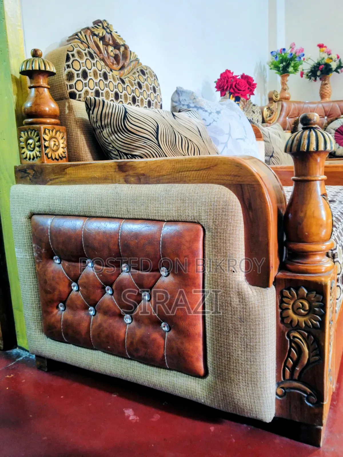 সেগুন কাঠের কর্নার সোফা সেগুন কাঠের কফি টেবিল