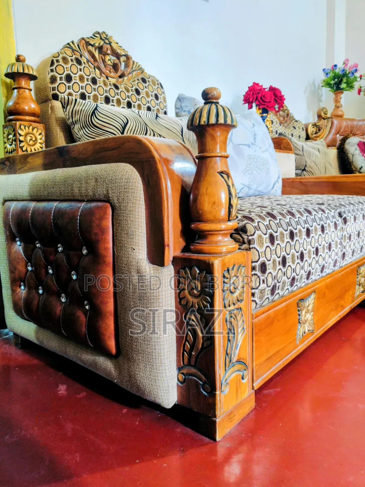 সেগুন কাঠের কর্নার সোফা সেগুন কাঠের কফি টেবিল