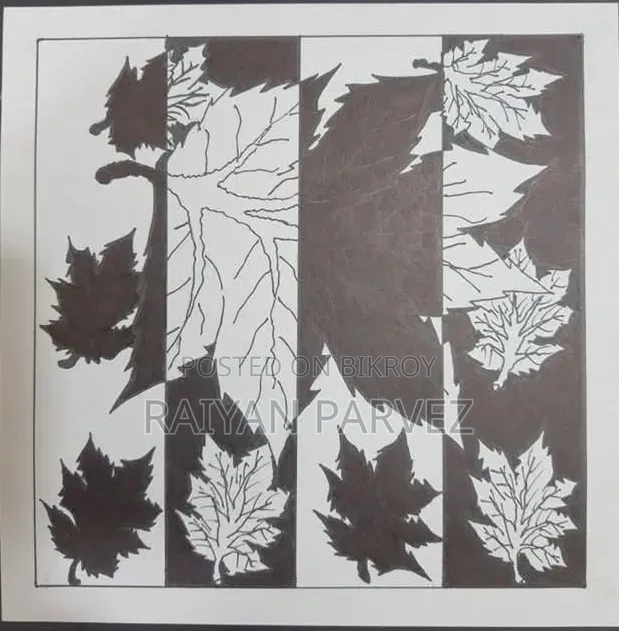 Black and White Leaf Pattern Design