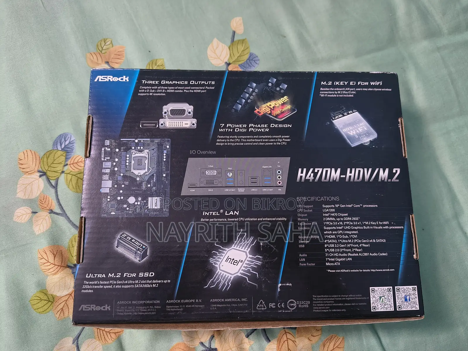 ASRock H470m-HDV/M.2 LGA1200 মাদারবোর্ড | ফ্রেশ কন্ডিশন (ব্যবহৃত)