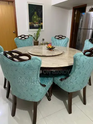 Luxury Round Marble Dining Table With 6 Chairs for Sale