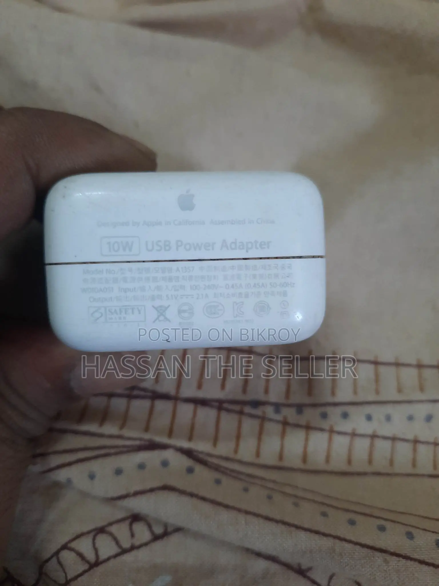 Original Apple A1357 10W With Lightning Cable