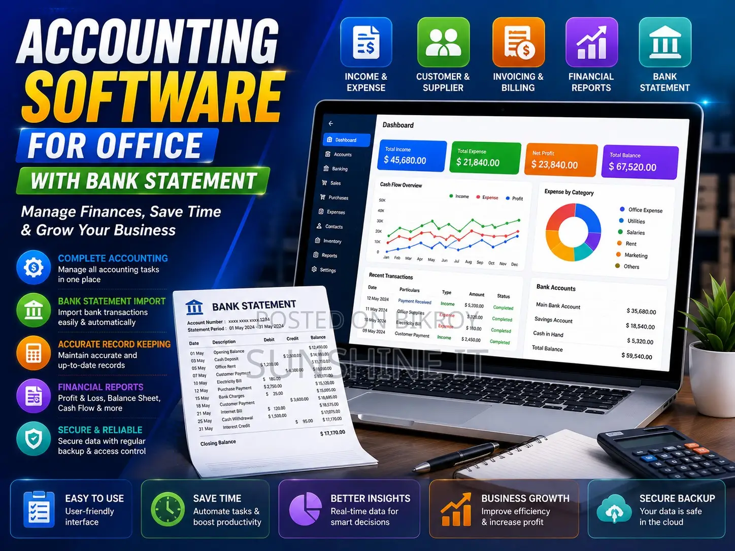 Accounting Software for Office With Bank Statement