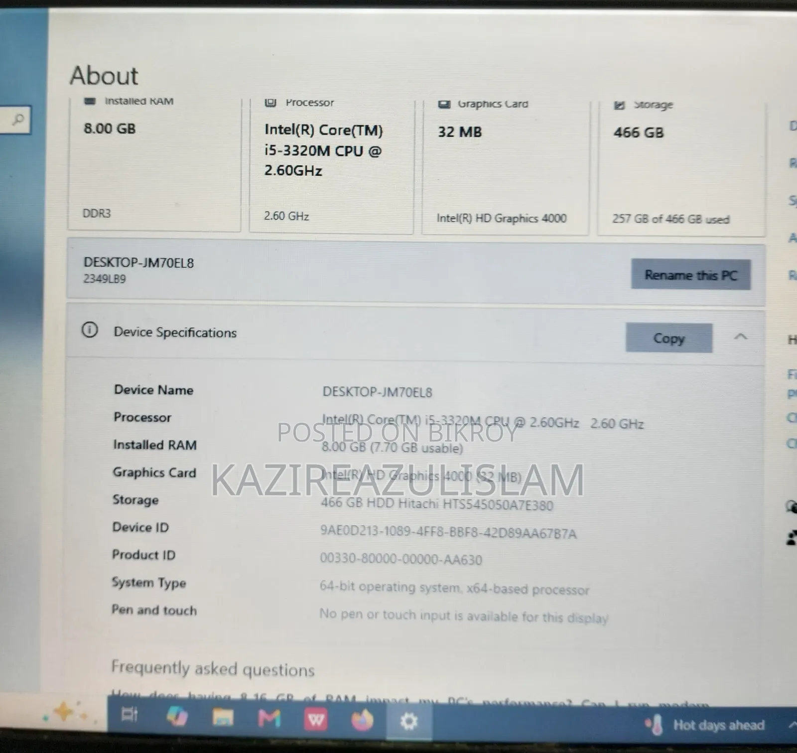 Laptop Lenovo ThinkPad T430 8GB Intel Core I5 HDD 500GB