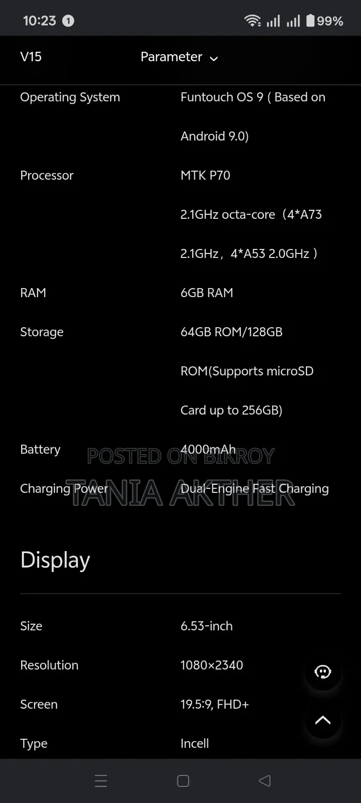 Vivo 64 GB Blue