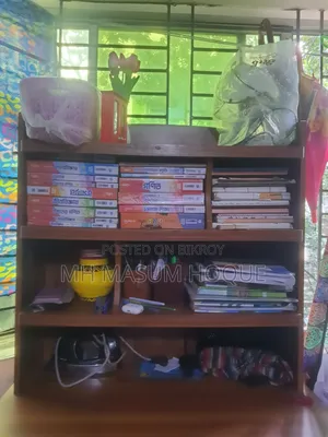 Wooden Study Table With Bookshelf