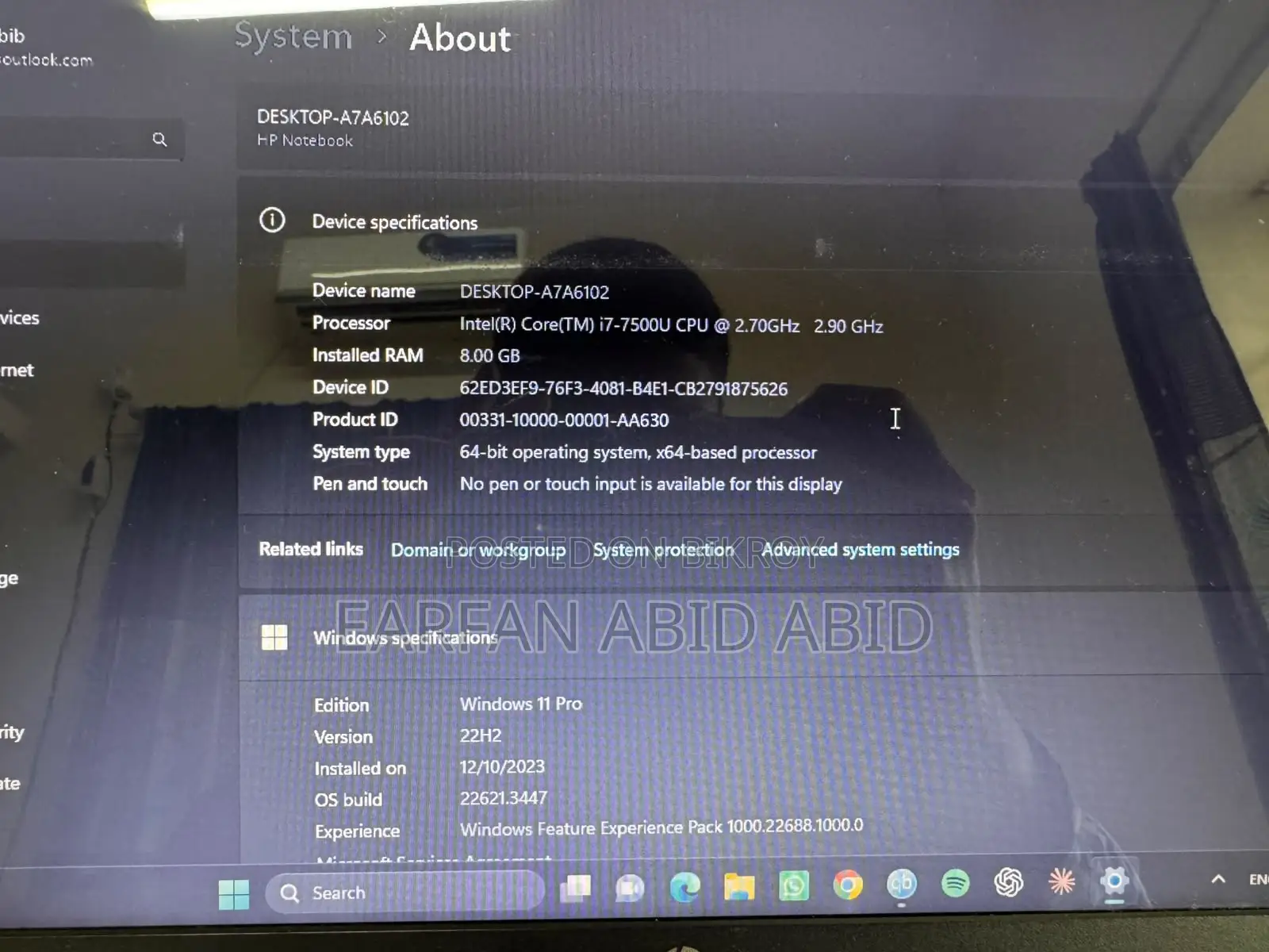 Laptop HP 8GB Intel Core i7 HDD+SSD 1T