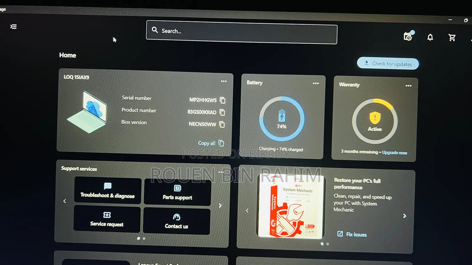 Laptop Lenovo LOQ 15IRH8 20GB Intel Core I5 SSD 512GB