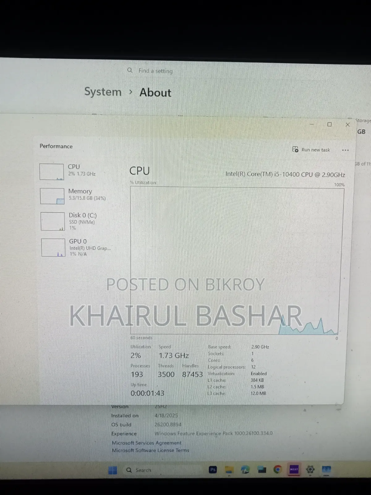 Desktop Computer Gigabyte GB-BLCE-4105 16GB Intel Core i5 SSD 128GB