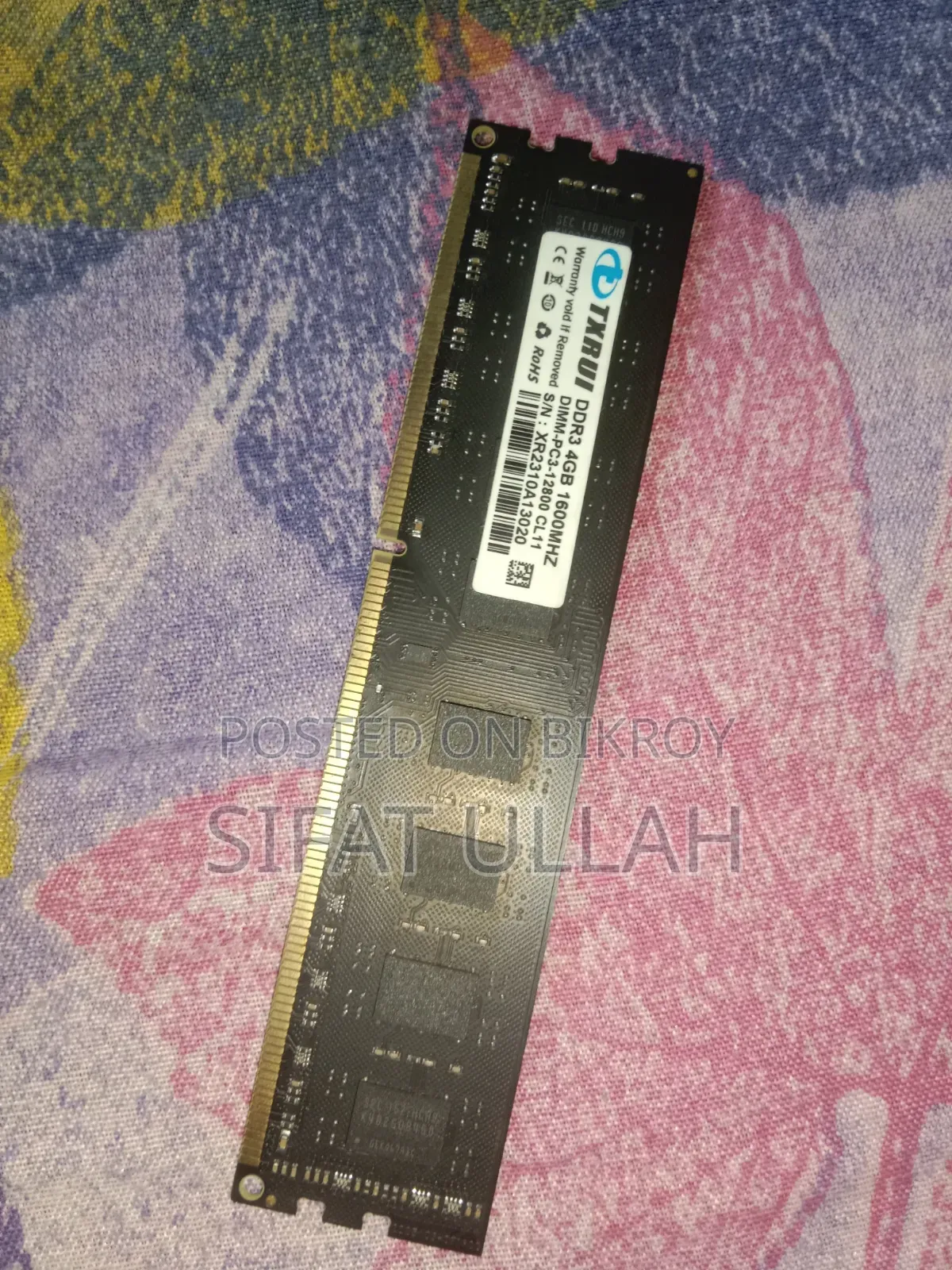টিএক্সআরইউ ডিডিআর৩ ৪জিবি ১৬০০ মেগাহার্টজ ডেস্কটপ র‍্যাম