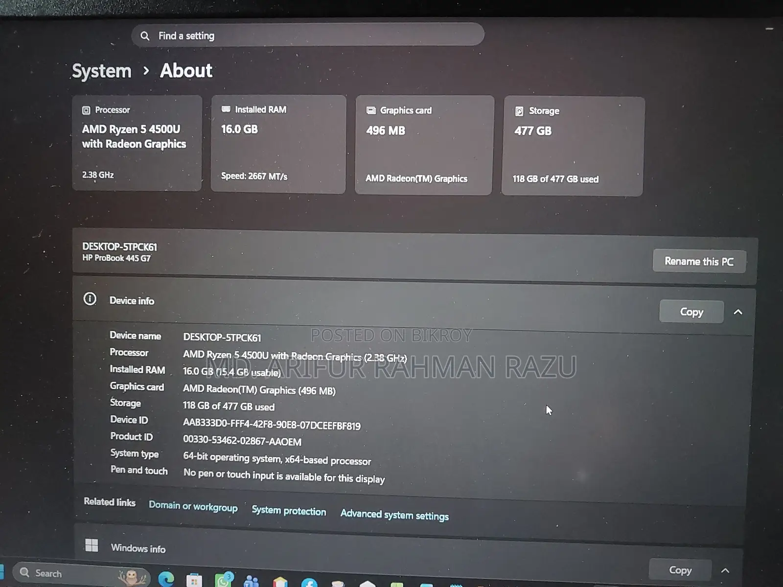Laptop HP ProBook 445 G8 16GB AMD Ryzen 5 SSD 512GB