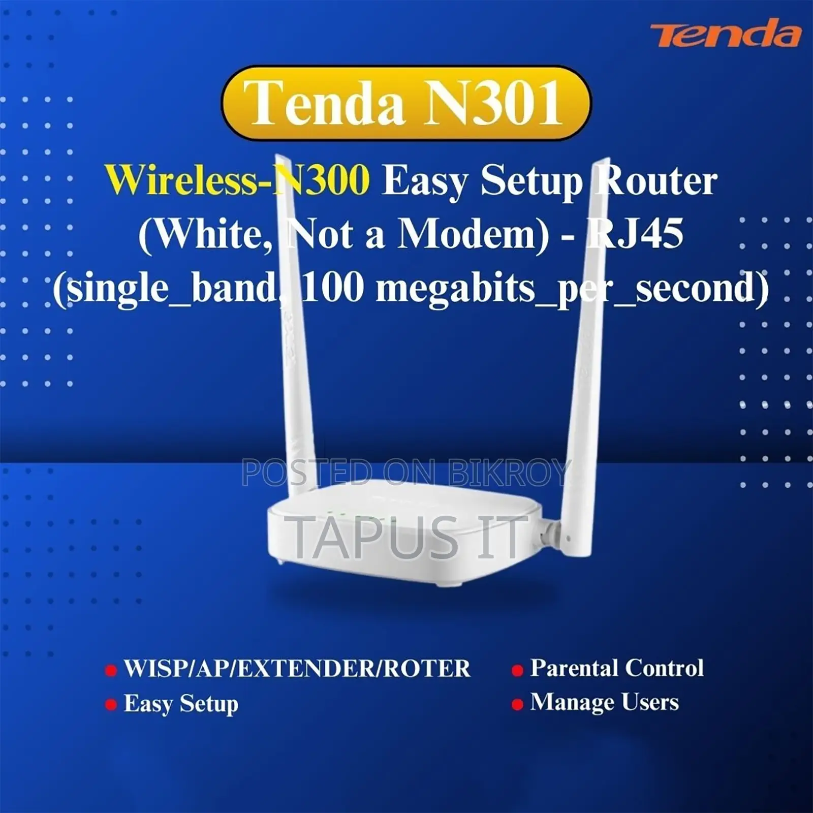 Router Tenda N301 1Year Warranty 300Mbps