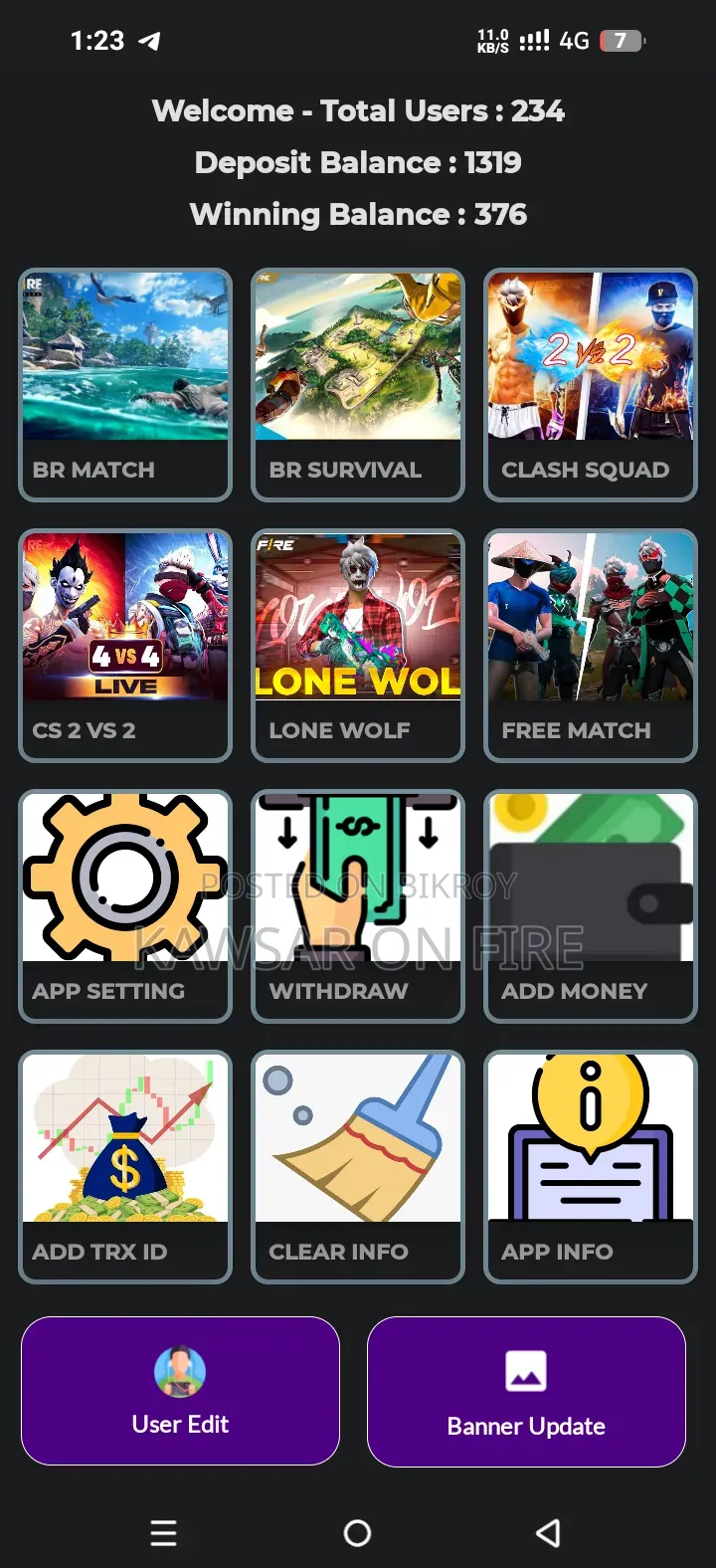 Free Fire Tournament App Sale