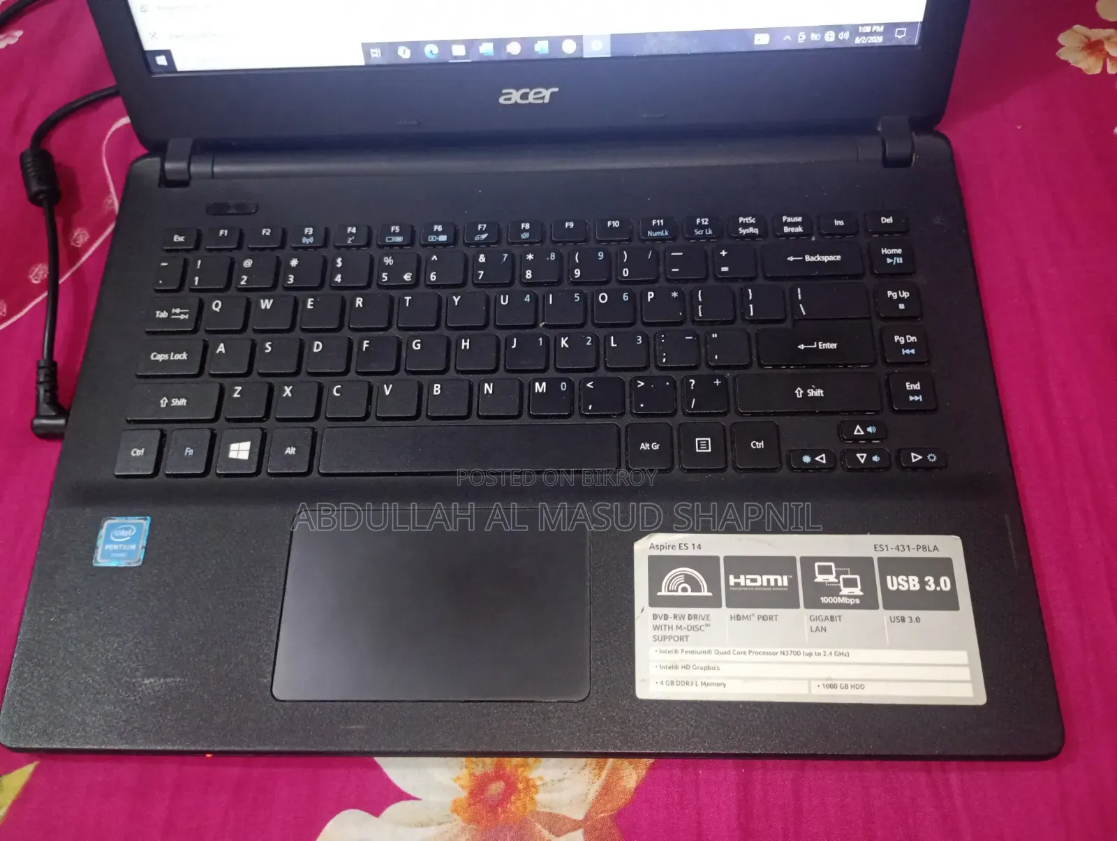 Laptop Acer Aspire ES1-431 4GB Intel Pentium SSD 128GB