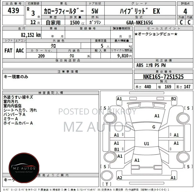 Toyota Corolla Fielder 1.5 Hybrid FWD 2021 Black