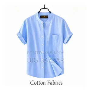 Oxford Cotton Band Collar Half Sleeve Shirt