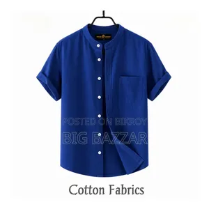 Oxford Cotton Band Collar Half Sleeve Shirt