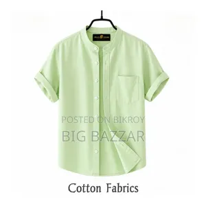Oxford Cotton Band Collar Half Sleeve Shirt