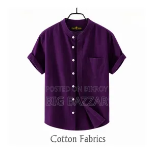 Oxford Cotton Band Collar Half Sleeve Shirt