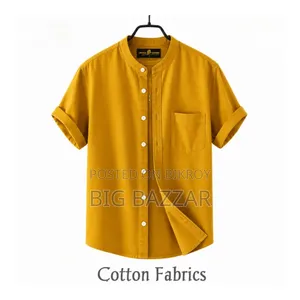 Oxford Cotton Band Collar Half Sleeve Shirt