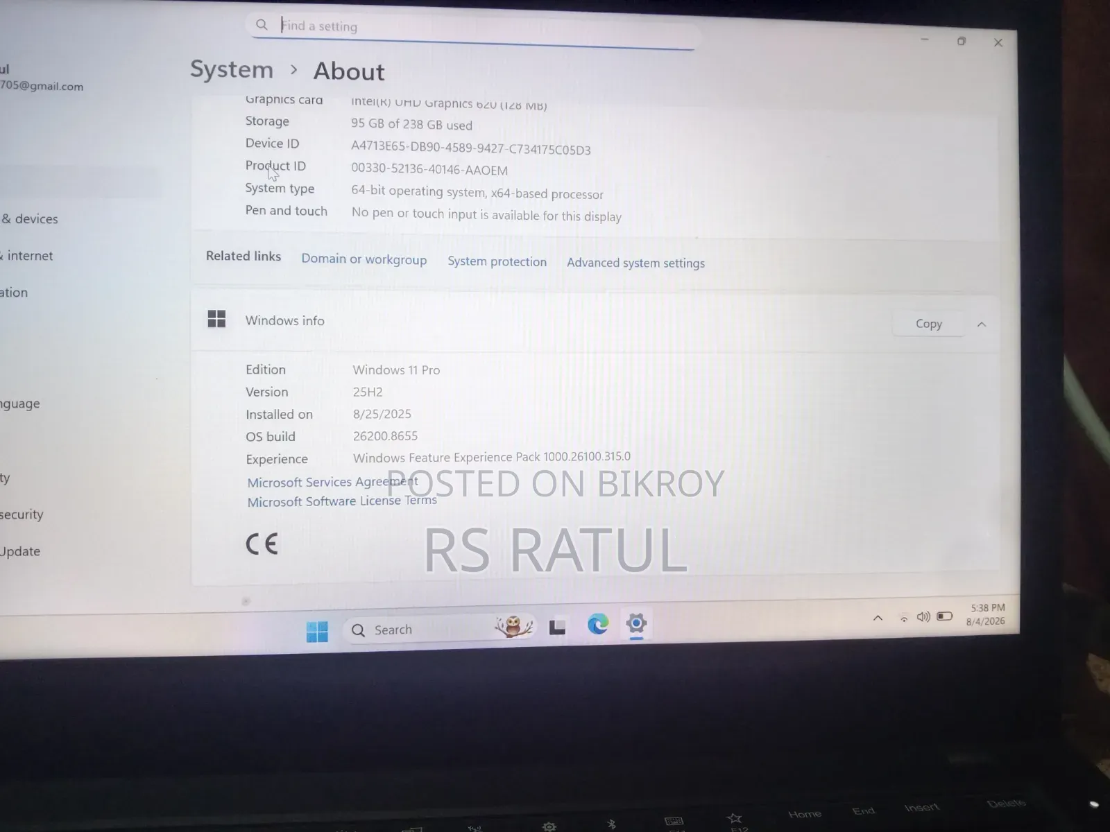 Laptop Lenovo ThinkPad T490s 8GB Intel Core I5 HDD+SSD 256GB