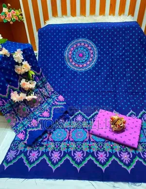Aarong Embroidered and Block Print Semi-Stitched Kameez Thread Work Three Piece
