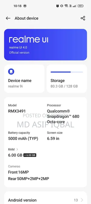 Realme 9i 128 GB Black
