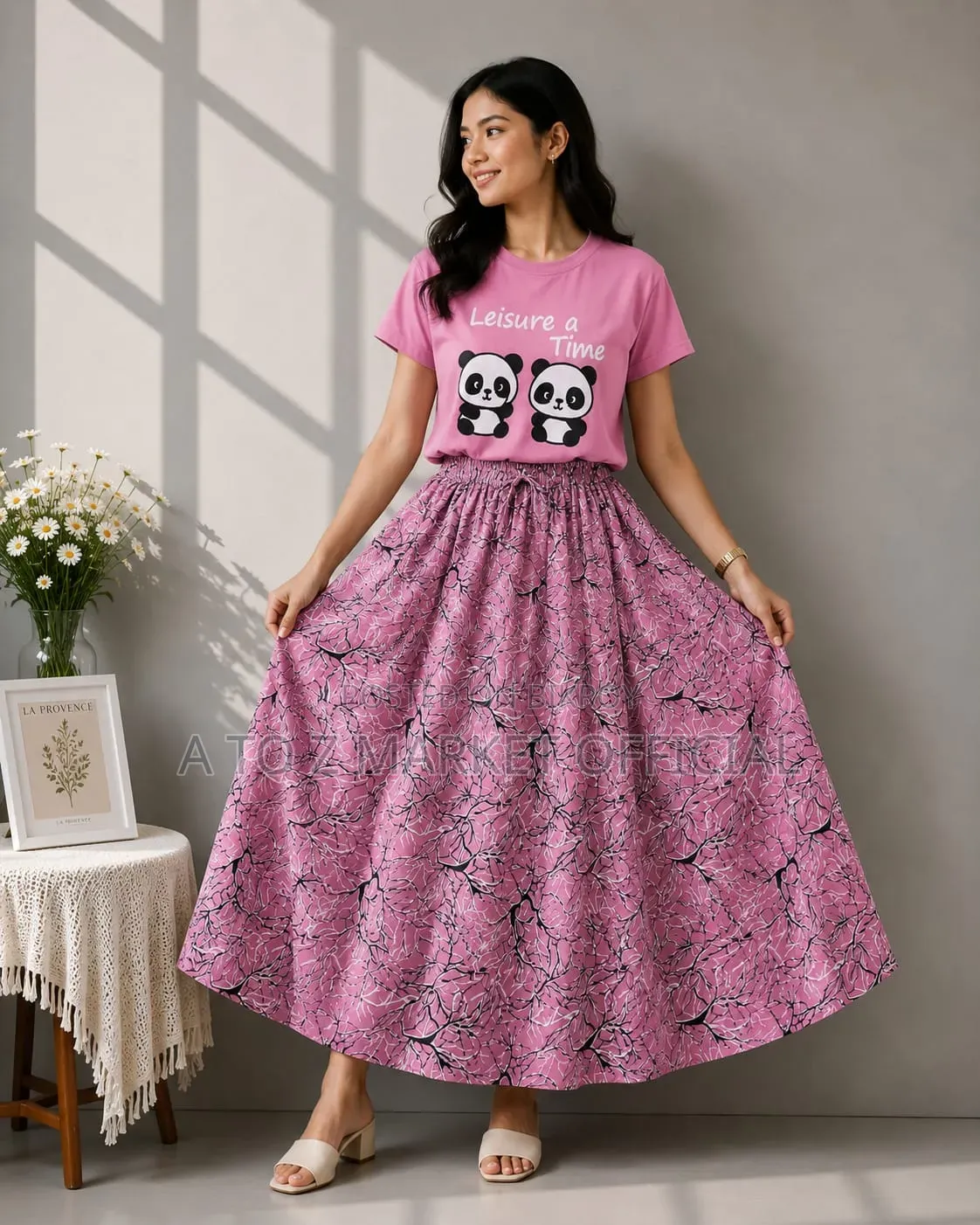 Linen Skirt and Tshirt Set