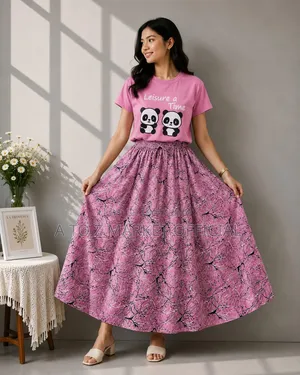 Linen Skirt and Tshirt Set