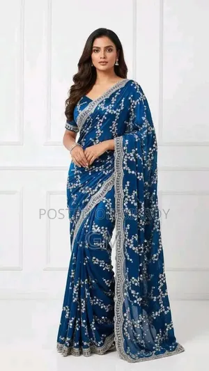 ইন্ডিয়ান জর্জেট শাড়ি উইথ ব্লাউজ পিস