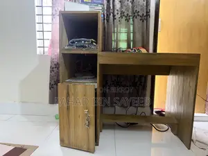 অরিজিনাল মেহগনি কাঠের স্টাডি টেবিল | শেলফ + ক্যাবিনেট + লক সিস্টেম
