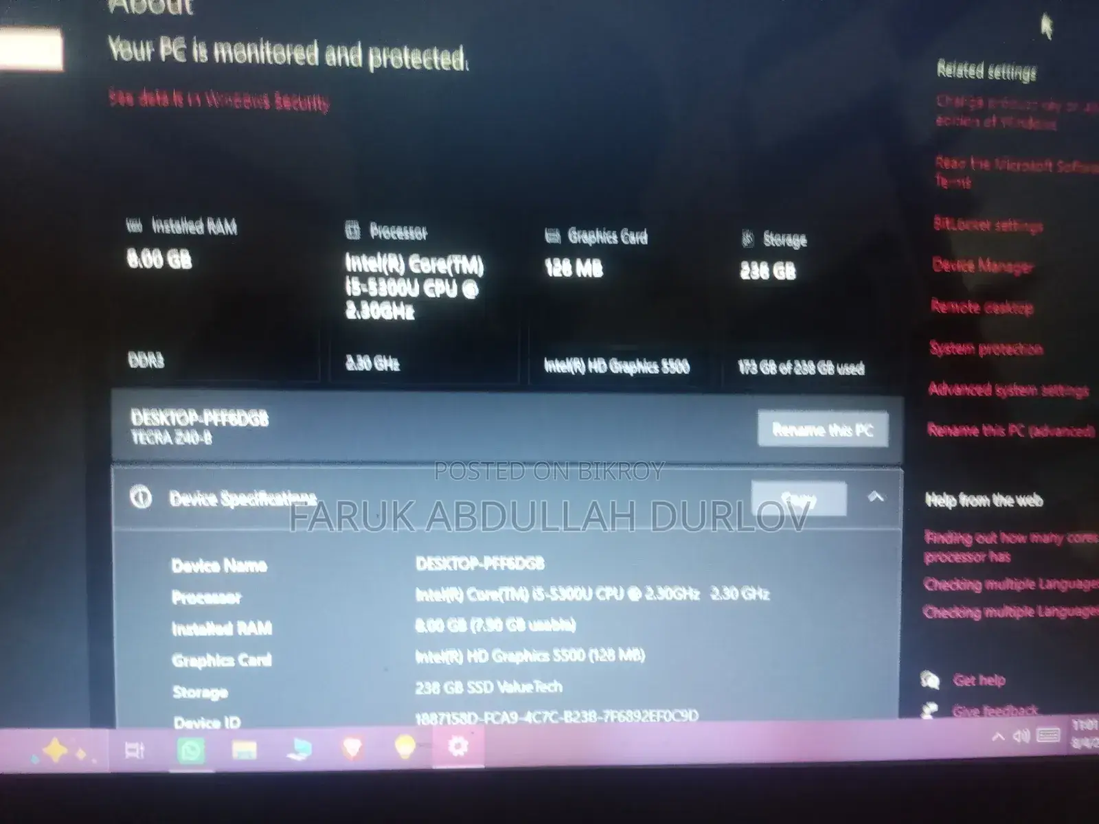 Laptop Toshiba Tecra Z40 8GB Intel Core I5 SSD 256GB