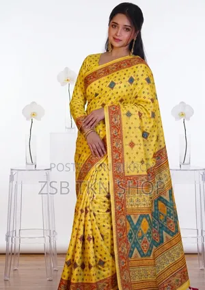 Cotton Skin Print Saree With Blouse Piece