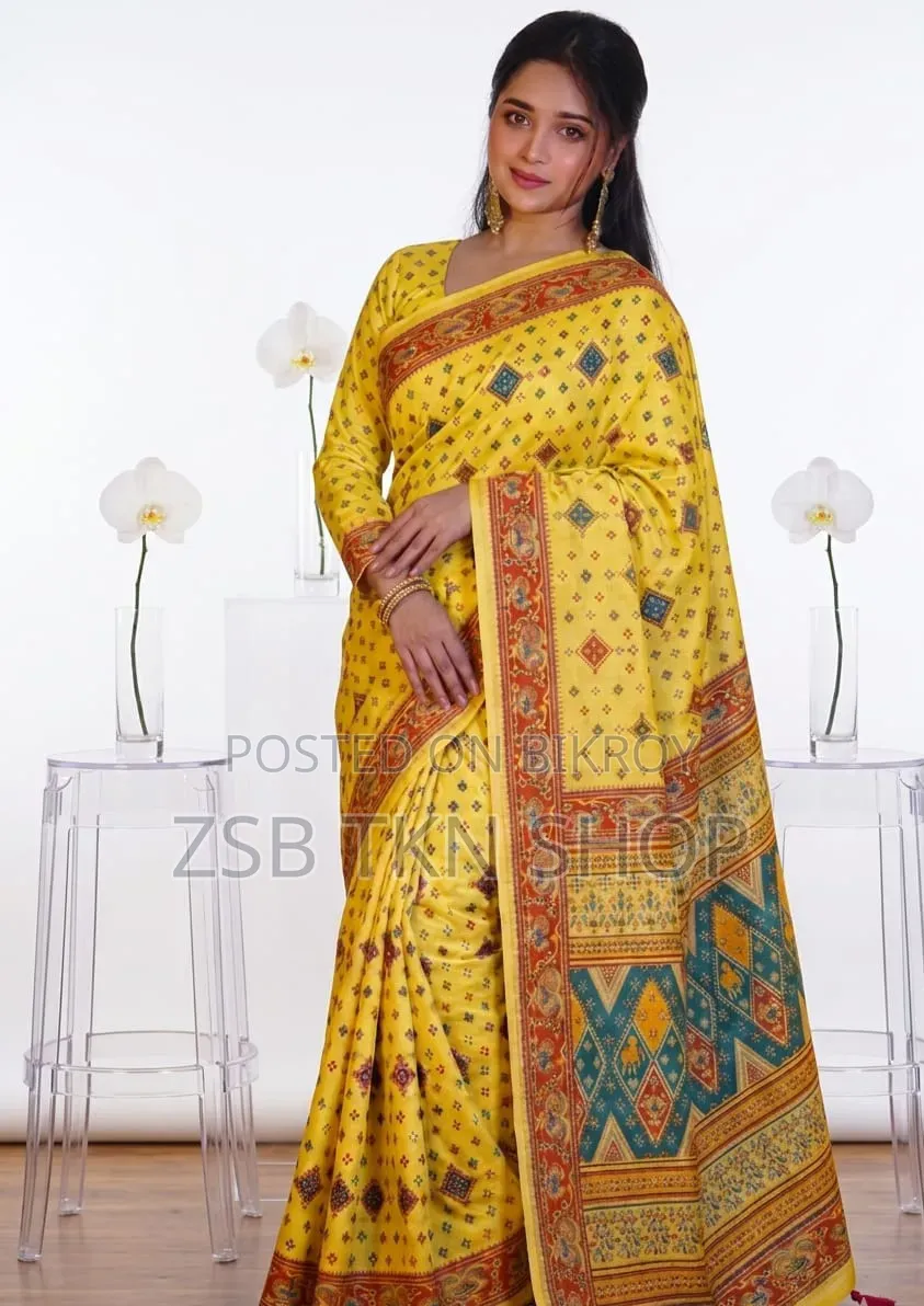 Cotton Skin Print Saree With Blouse Piece