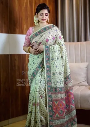 Cotton Skin Print Saree With Blouse Piece