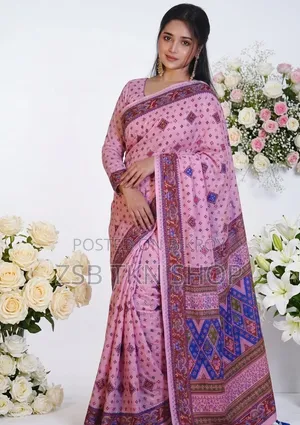 Cotton Skin Print Saree With Blouse Piece
