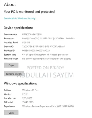 Desktop Computer 8GB Intel Core i5 SSD 128GB