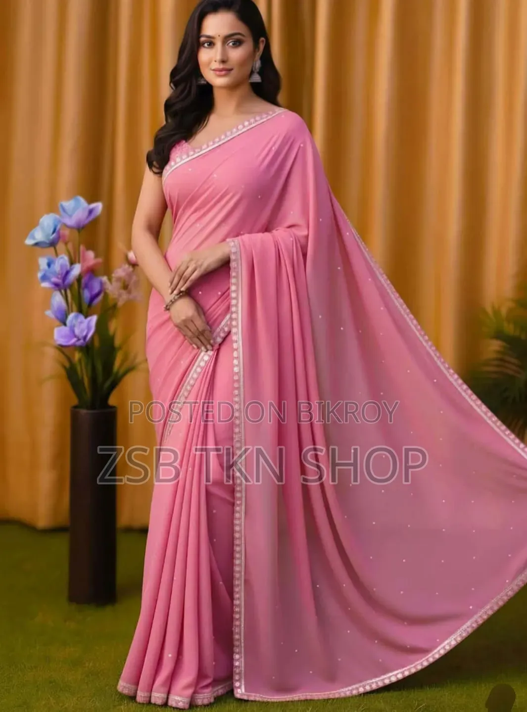 জর্জেট শাড়ি উইথ ব্লাউজ পিস