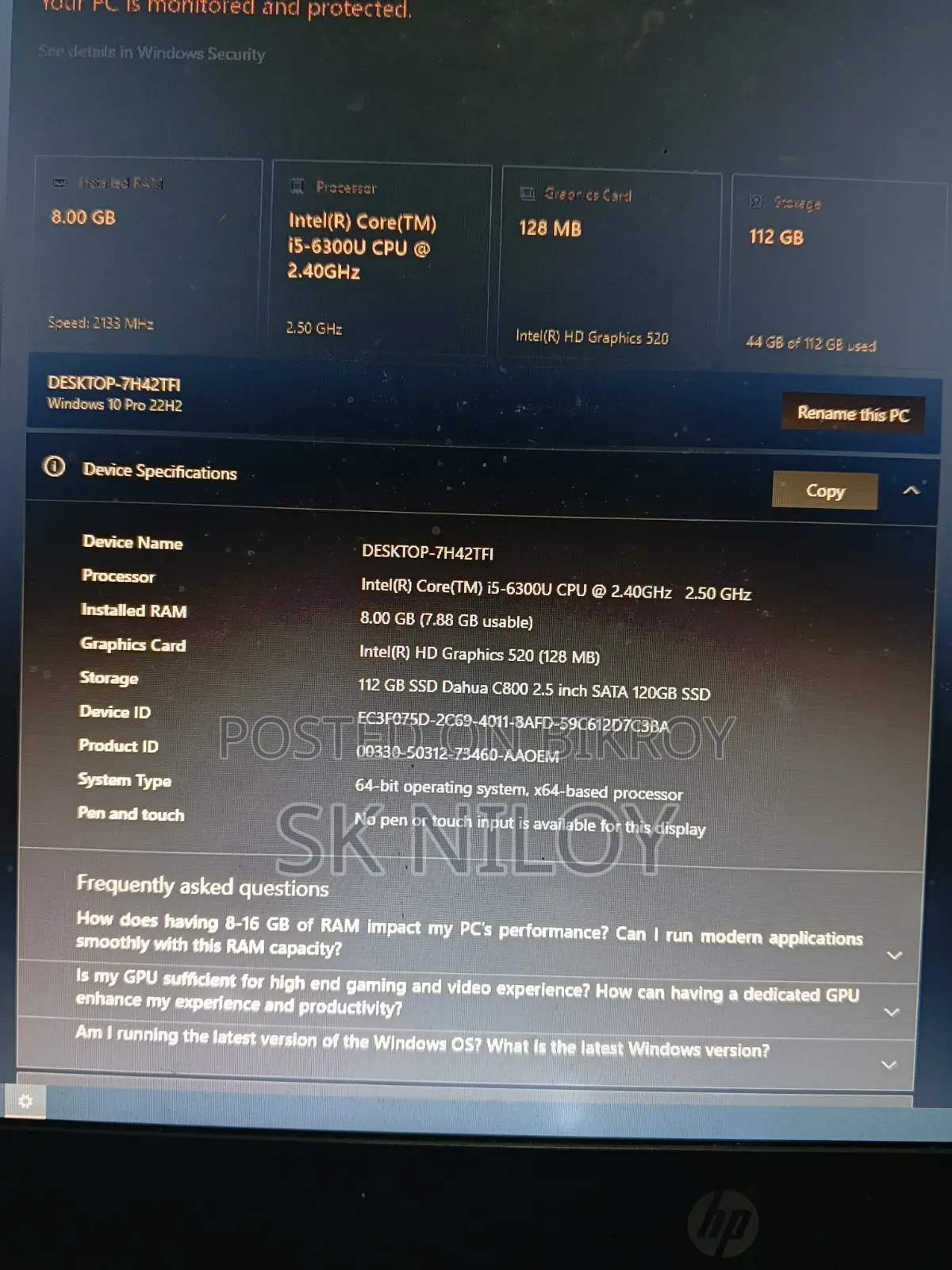 Laptop HP EliteBook 840 G3 8GB Intel Core I5 SSD 128GB