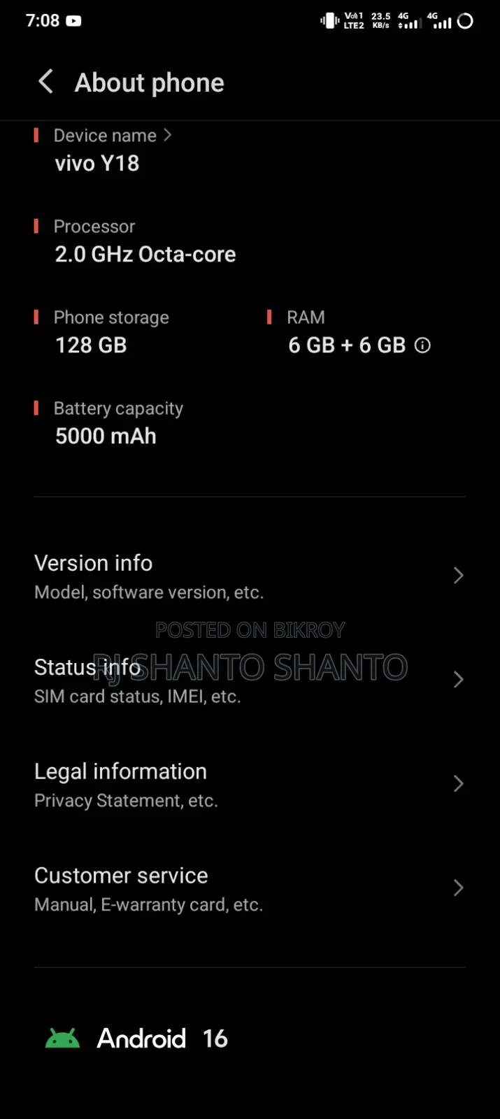 Vivo Y18 128 GB