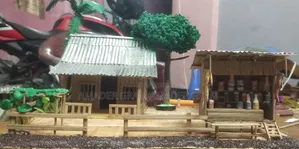Handmade Showpiece, Rural Scenery, Bamboo House, Home Decor Items