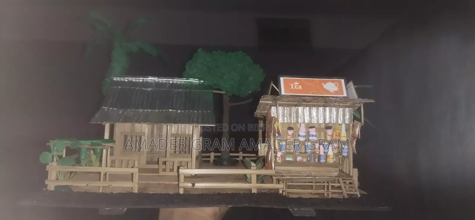 Handmade Showpiece, Rural Scenery, Bamboo House, Home Decor Items