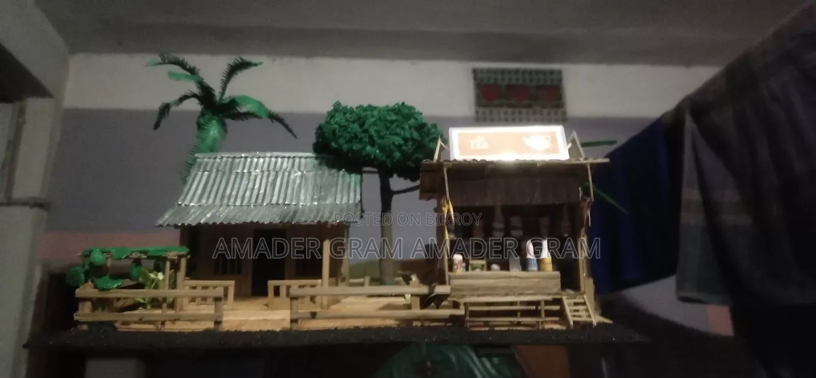 Handmade Showpiece, Rural Scenery, Bamboo House, Home Decor Items